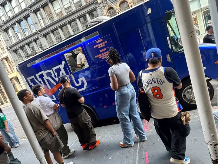 Knicks fans at the nike truck