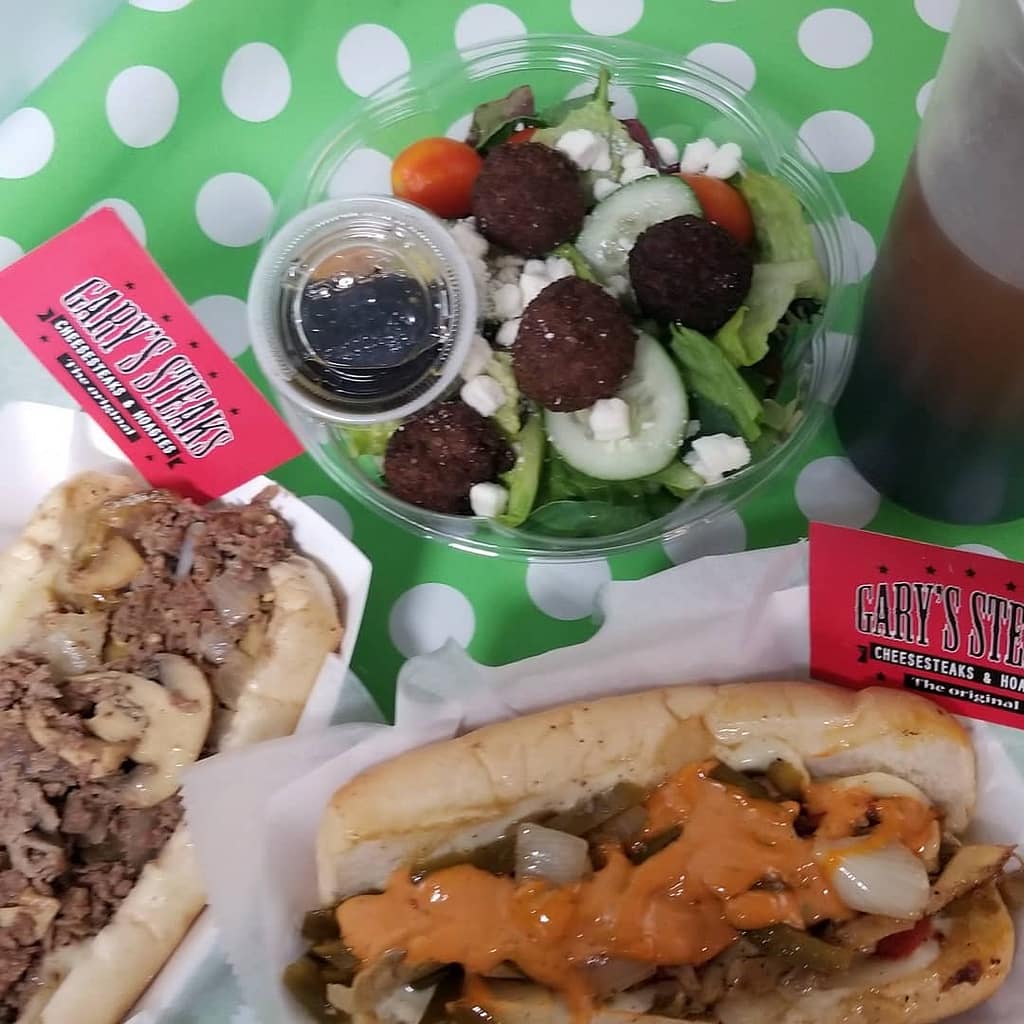 Garyssteaks Food Truck Catering in Hudson & King cheesesteak salad chickenseak