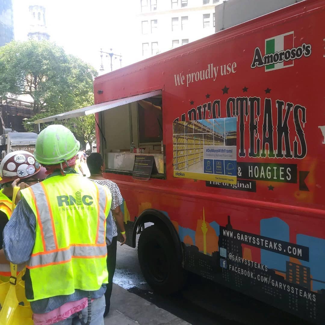 garyssteaks food truck catering for Doka group Construction company brooklyn New York