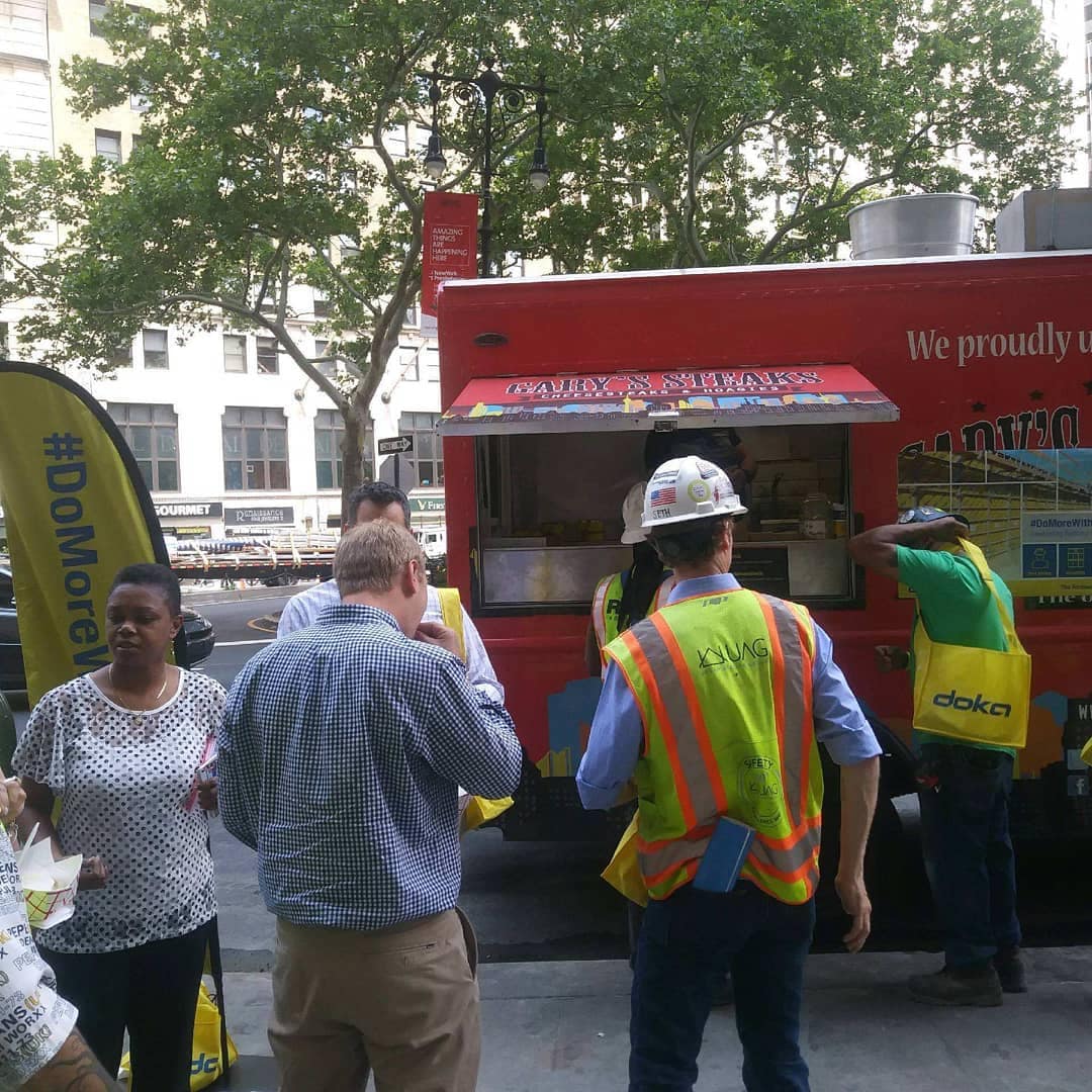 garyssteaks food truck catering for Doka group Construction company brooklyn