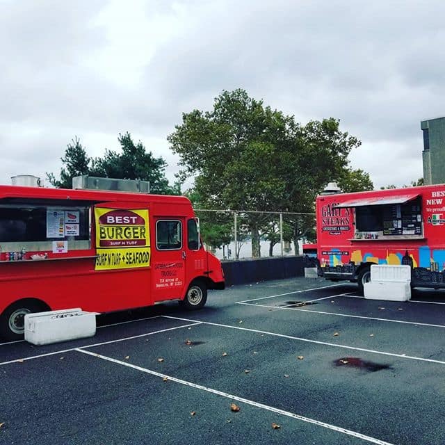 Garyssteaks and Bestburger food trucks catering at homecoming bronx college